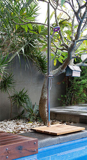 outdoor shower poolside